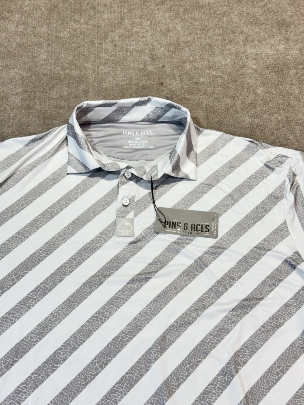 Pins And Aces Golf Polo Men’s 3XL Gray Black Stripped